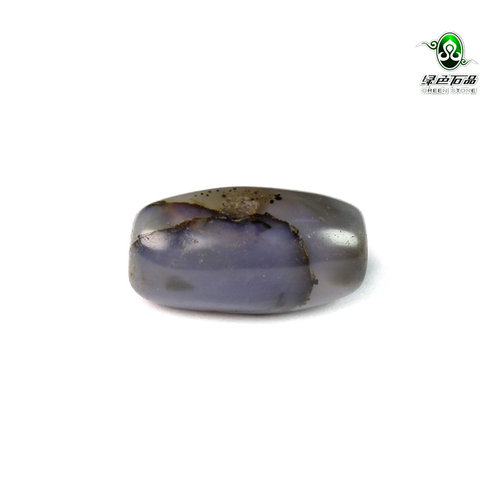 lssp/绿色石品gz496-不还价 带黑朱砂点西藏青灰色老玛瑙珠多宝珠