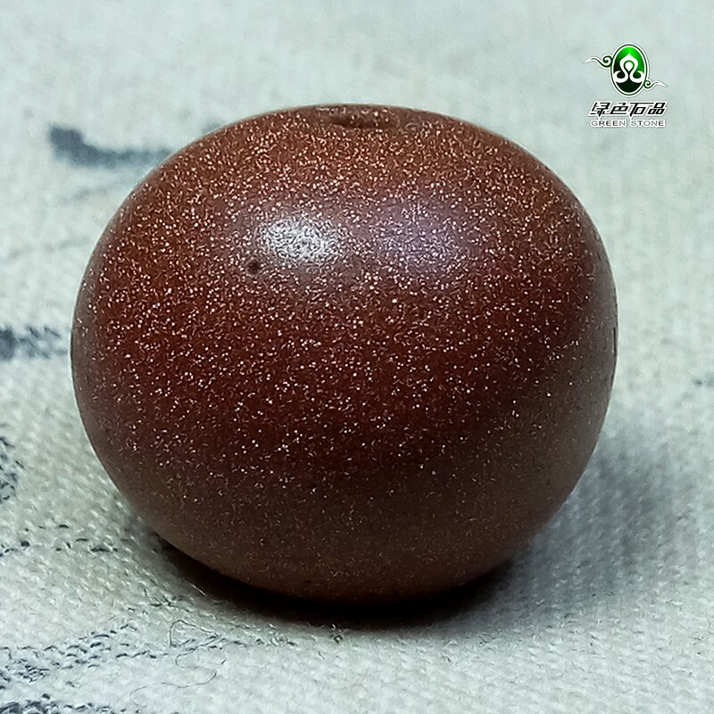 lssp/绿色石品wp1435 不还价 西藏老珠大颗粒清代老金沙石散珠子