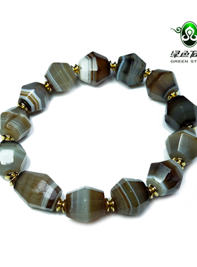 lssp/绿色石品wp1230 不还价 伊达尔奥伯斯泰因多棱玛瑙男款手链