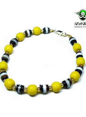 lssp/绿色石品wp1149 不还价 清代黄琉璃珠搭片琉璃珠实拍手链