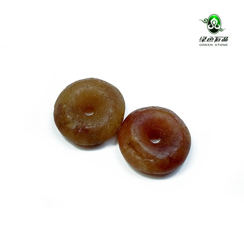 lssp/绿色石品wp106 不还价 高高古老珠子配珠玛瑙飞碟珠对珠配件