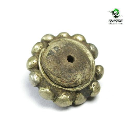 lssp/绿色石品gz1703-不还价西藏原生藏银隔珠DIY搭配珠