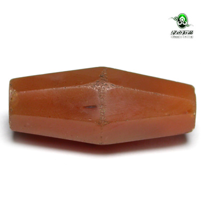 lssp/绿色石品gz1473-不还价 清代老多棱红玛瑙珠包老DIY手串配珠