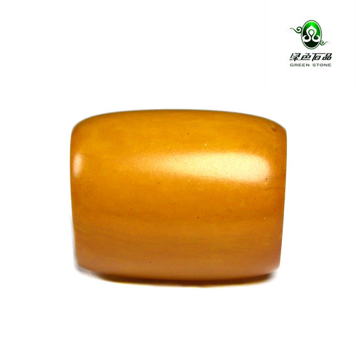 lssp/绿色石品gz3519不还价百年老压蜡老压制蜜蜡桶珠DIY配珠