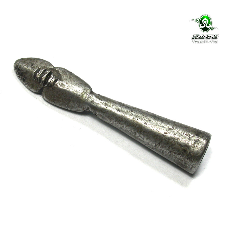 lssp/绿色石品mz994 不还价 保真西藏老托甲老天铁材质 老印章