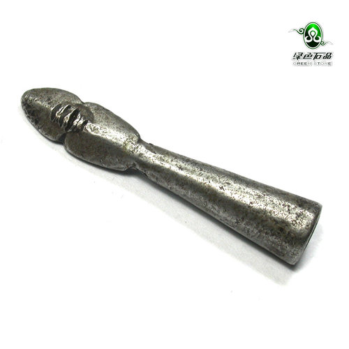 lssp/绿色石品mz994 不还价 保真西藏老托甲老天铁材质 老印章