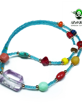 项链淡紫色萤石项链不还价