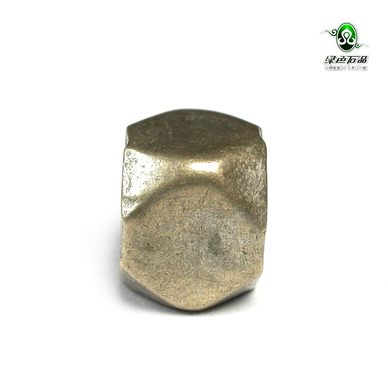 lssp/绿色石品gz1571-不还价 清代合金铜多棱珠DIY多宝配珠包老