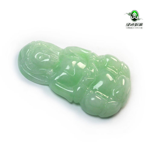 天然a货翡翠证书观音吊坠