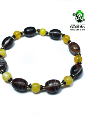 lssp/绿色石品wp1072 不还价 雪巴工艺仿缠丝老琉璃珠男士款手链