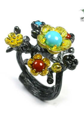 南红高瓷原矿绿松石戒指不还价