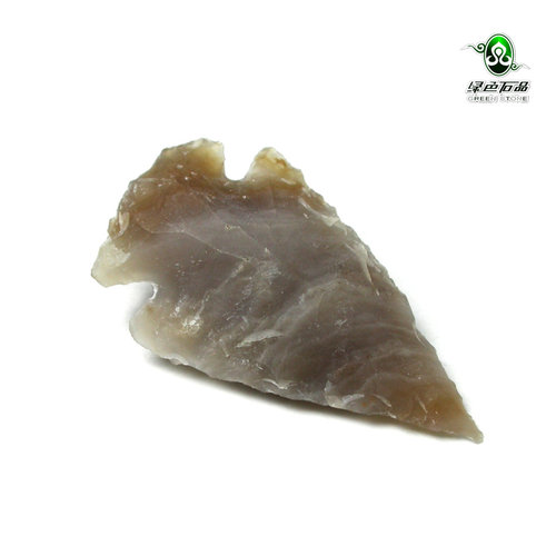 lssp/绿色石品gz332-不还价 包老箭头型箭镞老玛瑙刮削器