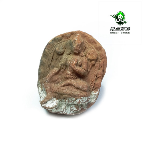 lssp/绿色石品wp898 不还价 明清期老物件陶质绿度擦擦佛像