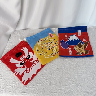 出口日本昭和风绉布防尘抽绳束口袋小物件收纳