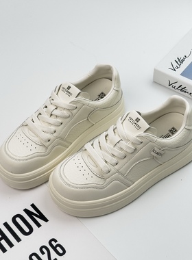 热销款松糕厚底真皮小白鞋2026春季新款百搭休闲运动板鞋单鞋女鞋