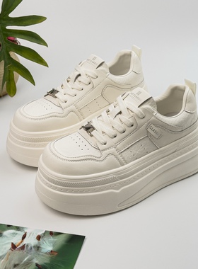 热销款真皮松糕厚底小白鞋女2026春季新款百搭运动板鞋单鞋女鞋潮