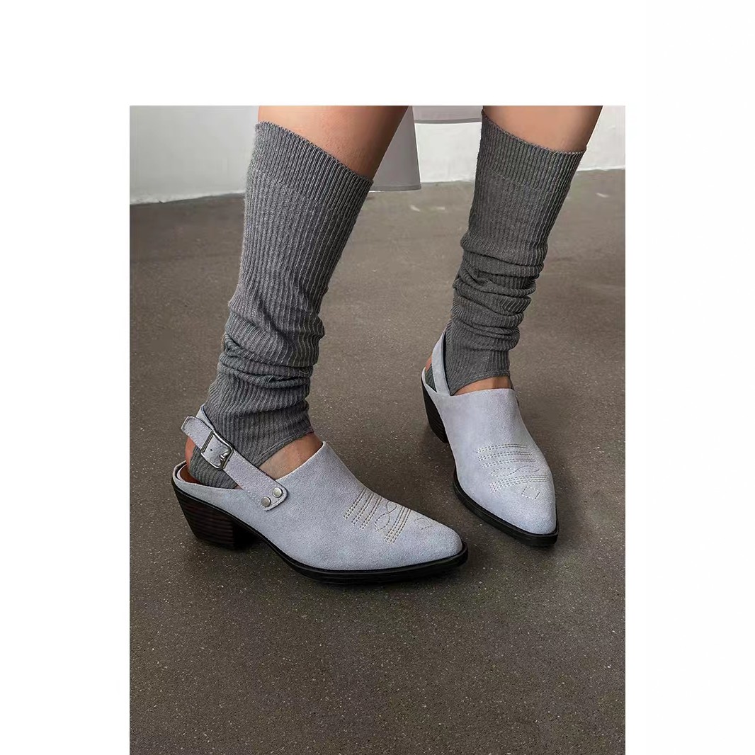 SGIRL TWTW2026夏季小众设计款后拌带包头磨砂皮凉鞋女尖头粗跟女,女鞋,罗马凉鞋,淘宝优惠券,粉丝福利购,淘宝优惠卷