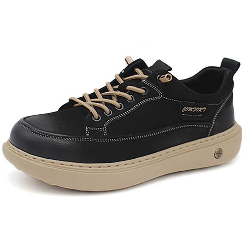 奥康男鞋2025秋款休闲系带平底单鞋1251423075黑1251423076卡其