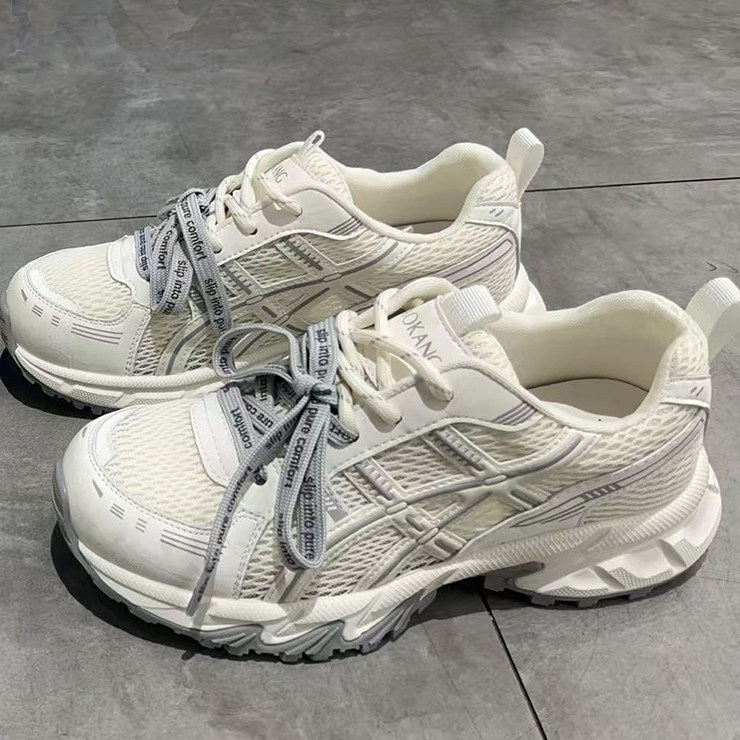 奥康女鞋2026春休闲系带网面女单鞋1262122111米紫1262122113米灰