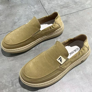 奥康男鞋2026春款休闲轻便时尚男单鞋布鞋1261112091黄色