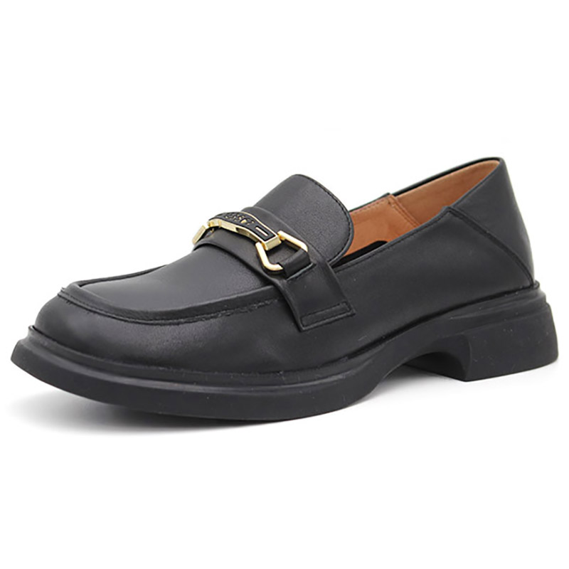 奥康休闲圆头牛皮单鞋乐福鞋