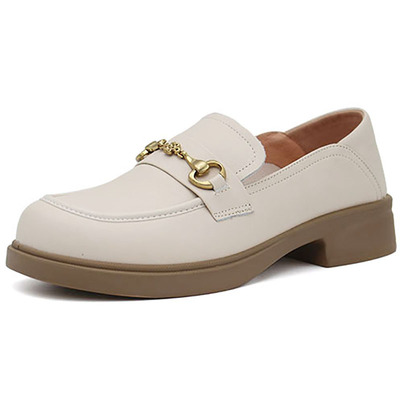 春休闲套脚牛皮单鞋乐福鞋