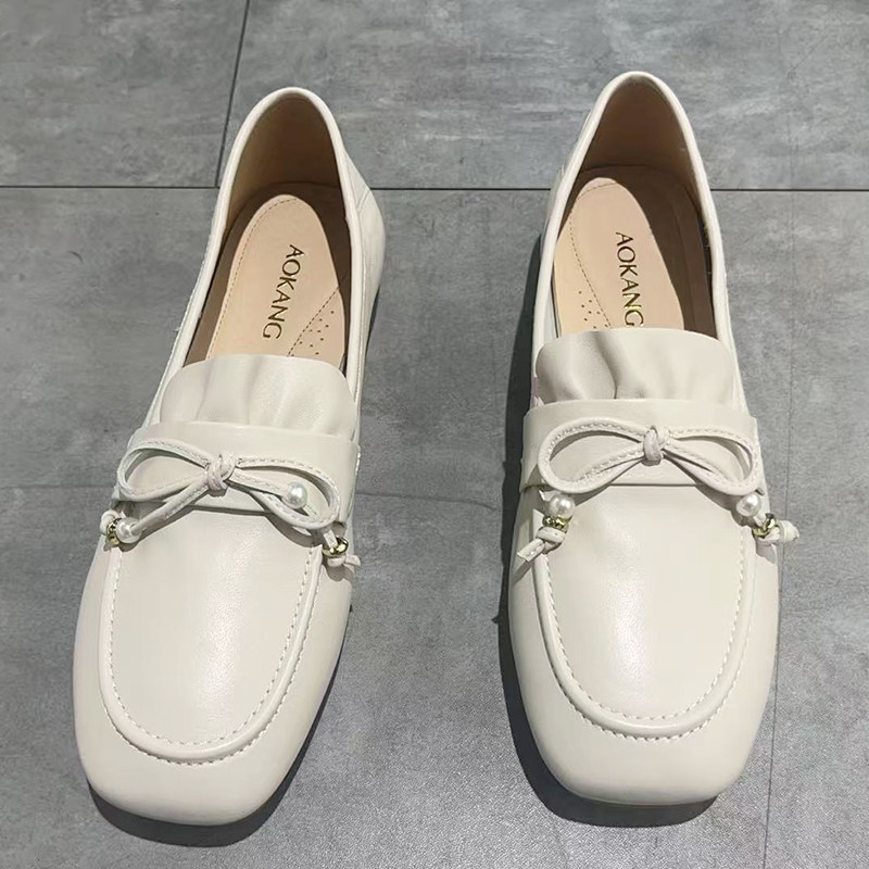 奥康女鞋2026春款休闲羊皮低跟女单鞋乐福鞋1262111007米白色,女鞋,乐福鞋（豆豆鞋）,淘宝优惠券,粉丝福利购,淘宝优惠卷