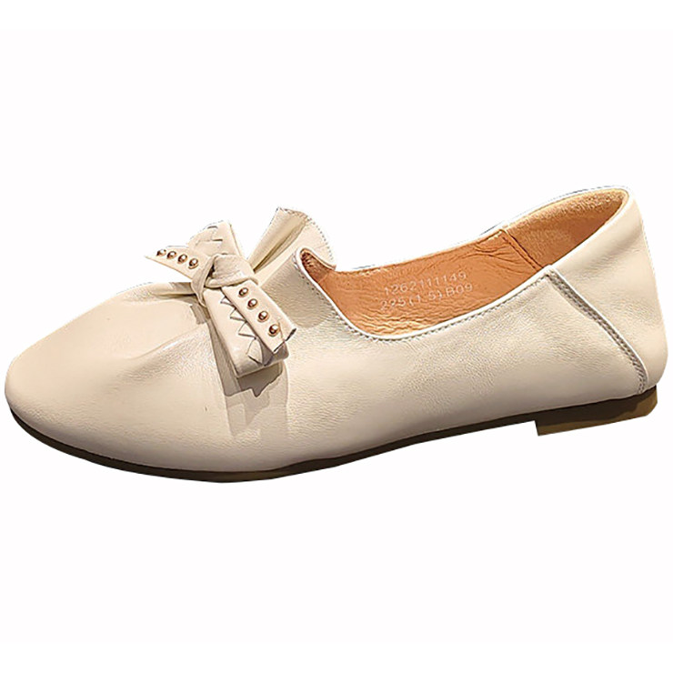 奥康女鞋鞋子2026春款休闲羊皮浅口低跟女单鞋1262111149米白