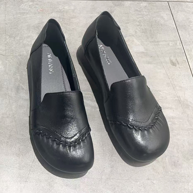 奥康女鞋2026春款休闲圆头中口女单鞋牛皮乐福鞋1262111169黑色,女鞋,乐福鞋（豆豆鞋）,淘宝优惠券,粉丝福利购,淘宝优惠卷