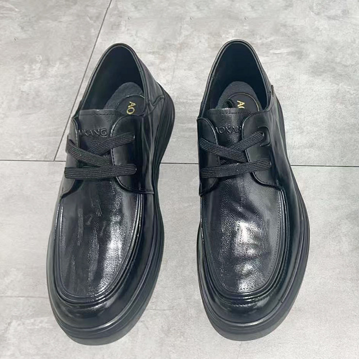 奥康男鞋2026春款休闲系带牛皮男单鞋皮鞋鞋子9261111065黑色