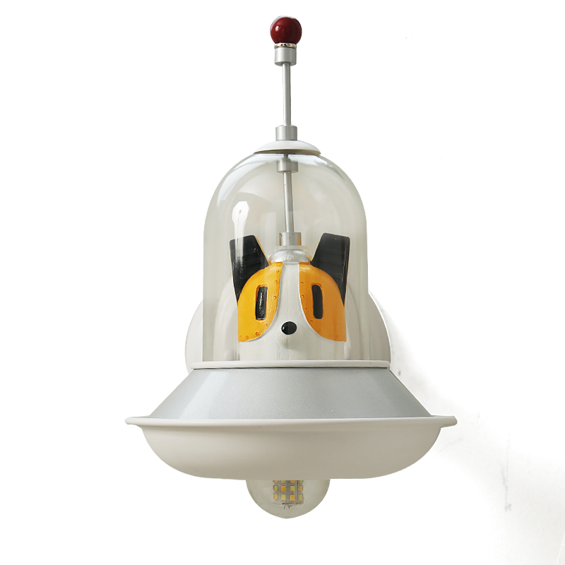 太空狗飞碟儿童房灯卧室灯壁灯铁艺卡通现代简约创意男孩灯具