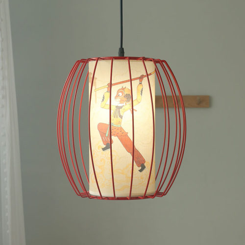 吊灯卧室铁艺皮影戏羊皮灯