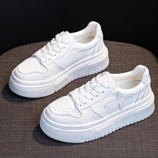 真皮小白鞋女2025新款爆款女款厚底鞋板鞋夏季夏天女鞋百搭内增高