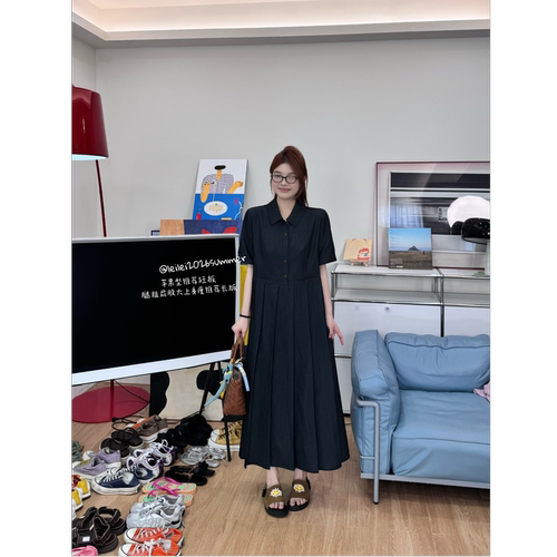 蕾蕾【旧情书】复古日杂减龄长短版polo翻领百褶连衣裙