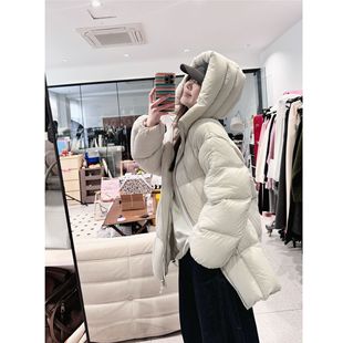 蕾蕾 高级感云朵泡芙连帽小方格保暖鹅绒羽绒服 热气球