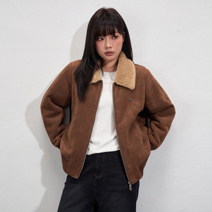 短款 气质麂皮绒羔羔毛翻领夹克外套冬季 冬日序言 蕾蕾