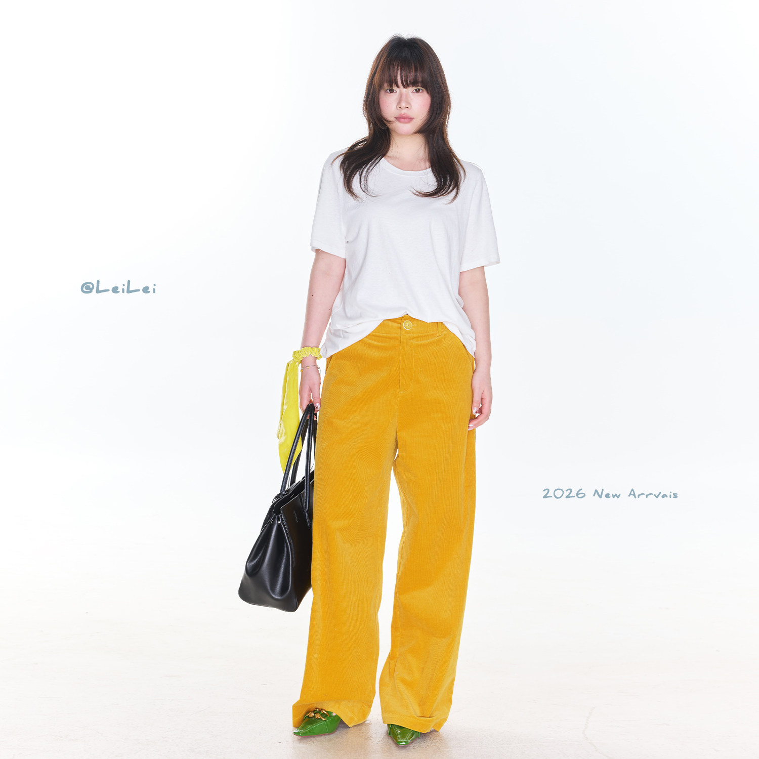 蕾蕾【糖果裤!】韩版竖坑条后半截高腰灯芯绒直筒休闲裤