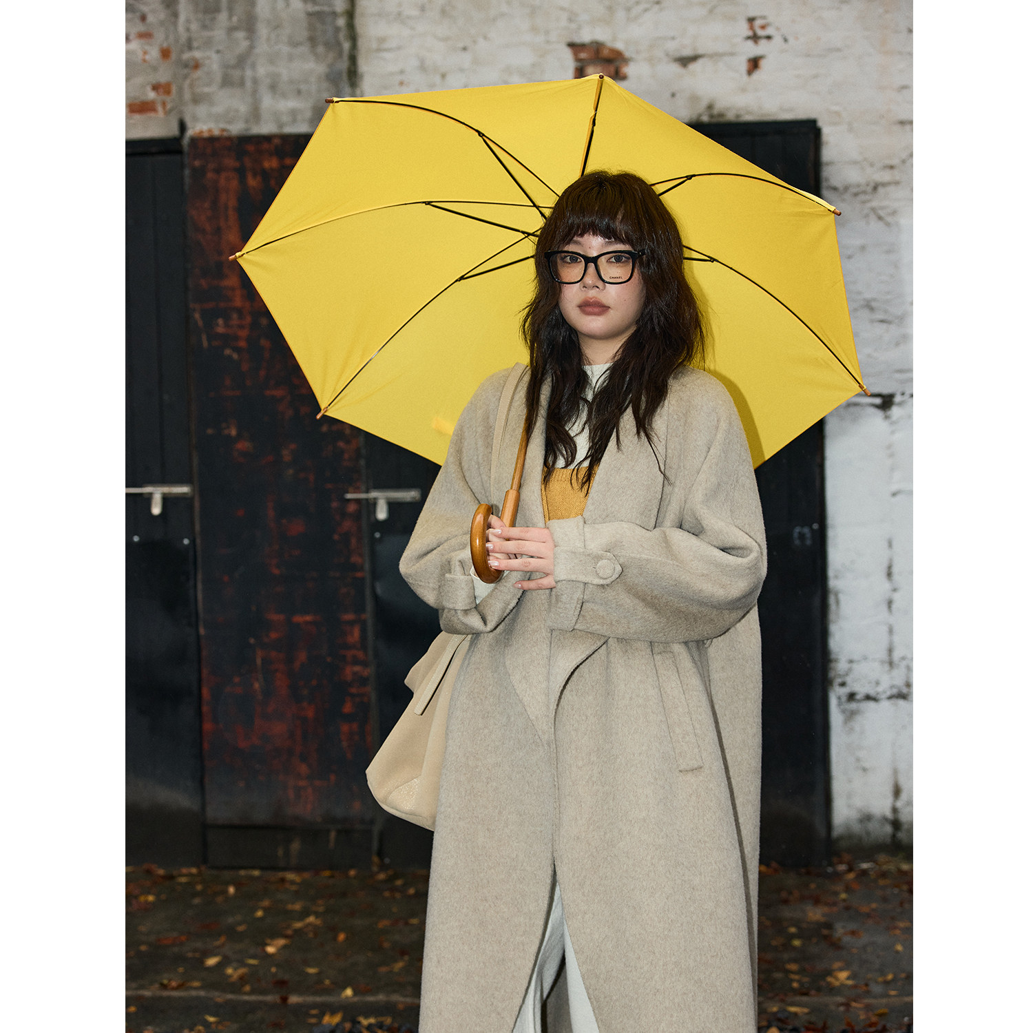 蕾蕾【梧桐大道】高级感大翻领浴袍式双面羊毛大衣外套