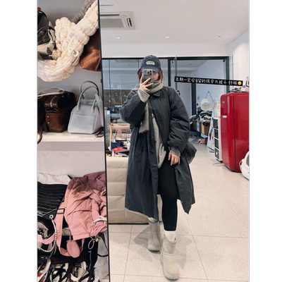 蕾蕾【大被子！】休闲百搭翻领宽松中长款棉服外套