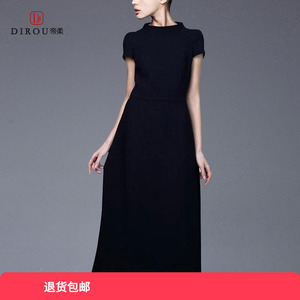 时尚名媛复古小黑裙极简连衣裙2026夏女中长款气质修身显瘦长裙子