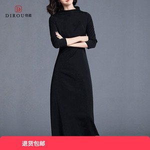 黑色连衣裙春秋2026新款时尚赫本风小黑裙修身显瘦气质中长款长袖