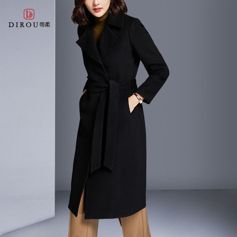 帝柔2026秋冬时尚修身显瘦气质羊毛呢外套女赫本大衣中长款百搭女