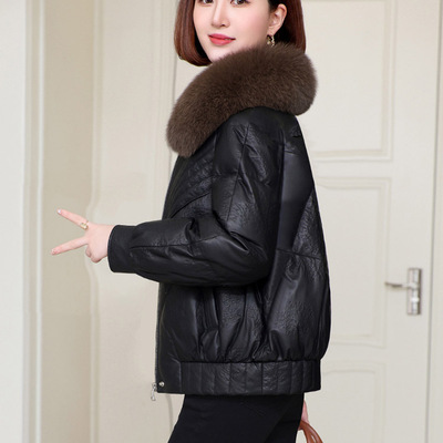 真皮羽绒服女2025年冬季新款短款