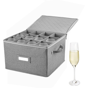 香槟杯收纳盒12格可折叠布艺葡萄酒杯洋酒杯高脚玻璃酒杯收纳箱