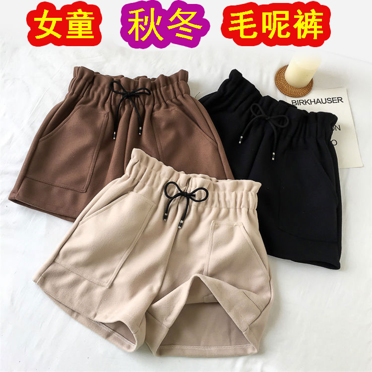 中大童秋冬装加厚短裤女童外穿裤子呢子靴短裤时尚韩版儿童裤子新
