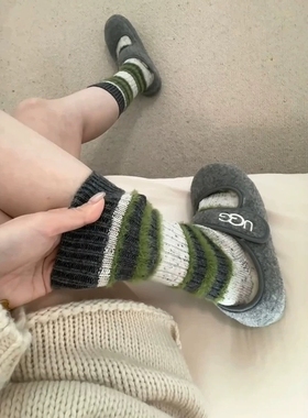 仿貂绒系“绿野仙踪”~.暖乎乎的加长羊毛袜~超级好看的绿色系！