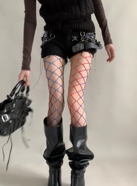 普通丝袜太普通~太喜欢把五颜六色穿到身上！y2k亚文化辣妹渔网袜