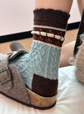 “济州岛的海”ins蓄热羊毛袜！泰..piu亮辣~秋冬穿嘎嘎厚实保暖~