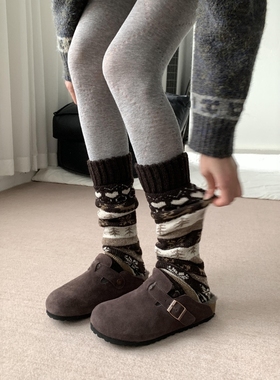 给姐妹们安利费尔岛袜套！chao时髦哒~秋冬新款羊毛保暖复古袜套