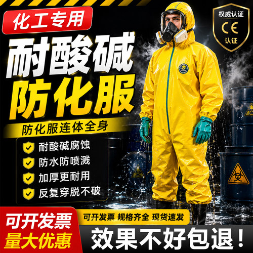 耐酸碱防护服防化服连体全身化学